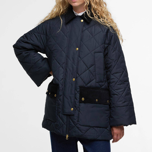 Dernières vestes matelassées pour femmes en couleur unie, chaudes, OEM, prix bas, tendance, tenues d'hiver, col rabattu, décontractées, vêtements d'extérieur - Product Image 1