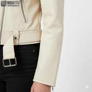 Veste en cuir pour femme, de qualité supérieure, en cuir véritable, tricotée, décontractée, taille adulte, personnalisable - Product Image 4