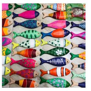 Coastal Style Vietnam Wooden Fish, Natural <b>Wood</b> Carved <b>Decor</b> for Porch Garden Entryway, Kids DIY Crafting and <b>Wall</b> Display - Product Image 2