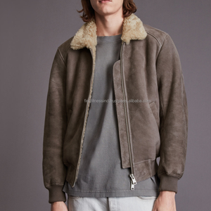 Nouvelle arrivée, prix de gros, veste bomber en cuir d'agneau de haute qualité, veste de moto en toile, taille plus - Product Image 6