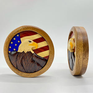 Customizable Natural Wood <b>Working</b> Intarsia for <b>Home</b> Decor Round Shape Wooden Carving Plaque - Product Image 5