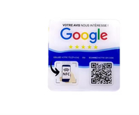 Support d'affichage NFC personnalisé en PVC 13,56 MHz pour réseaux sociaux sans contact, plaque QR NFC pour avis Google