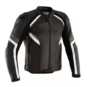 Chaqueta de moto de cuero negro de piel de vaca auténtica de Nuevo diseño para hombre líneas grises CE protecciones moto de carreras de talla grande invierno - Product Image 5