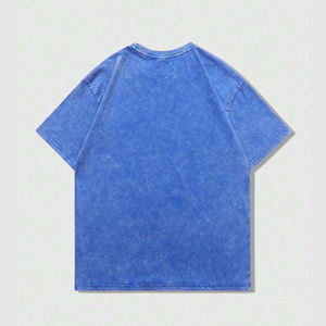 Camiseta informal de manga corta con estampado DTG personalizado para hombre 2024, camisetas de tela polar con cuello redondo y calavera de llama desgastada lavada con ácido - Product Image 2