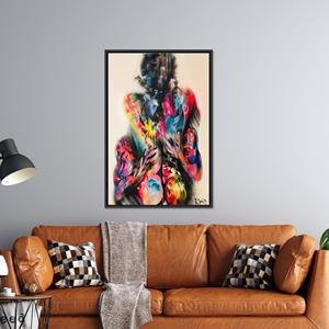 Art mural Graffiti Kissing : Toile imprimée, décoration moderne, toile encadrée noire - Product Image 1