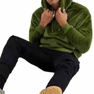 Sweat à capuche d'hiver pour homme OEM personnalisé 100% coton Sherpa polaire à fermeture éclair surdimensionné avec broderie de logo - Product Image 4