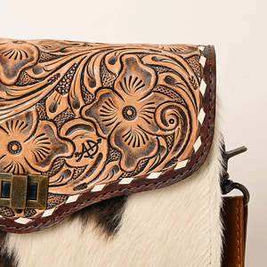 Bolso cruzado de cuero de vaca genuino hecho a mano Floral tallado para mujer, bolso de hombro Vintage occidental para mujer, bolso Floral para mujer - Product Image 3