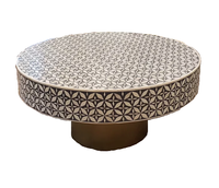 Fantaisie vente chaude incrustation d'os Table basse ronde meubles de luxe incrustation d'os Table centrale meubles de maison décor à la maison Table d'appoint