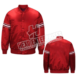 Nouvel arrivage de veste universitaire pour hommes de haute qualité en satin rouge col montant personnalisé style décontracté technique de teinture unie pour l'hiver - Product Image 5
