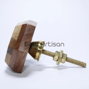 Poignées rondes en bois pour armoires et tiroirs, poignées de porte en hêtre peintes, poignées en bois massif en forme de champignon - Product Image 1