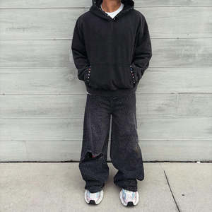 Custom 340gsm Heavyweight Pullover Fleeced Hoodie para los hombres de punto bordado de tela sólida Patrón ODM - Product Image 5