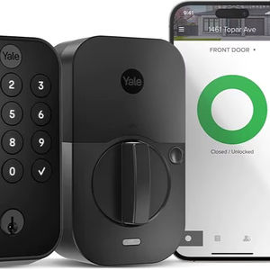 Serrure de sécurité Yalee Assure Lock 2 Deadbolt, serrure de porte intelligente à clé en daim noir avec clavier connecté Wi-Fi - Product Image 1