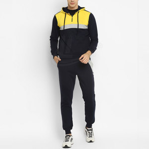 Survêtement brodé chenille personnalisé survêtement superposé à fermeture éclair à manches coutures latérales pantalon de survêtement évasé pour hommes ensembles de deux pièces - Product Image 4
