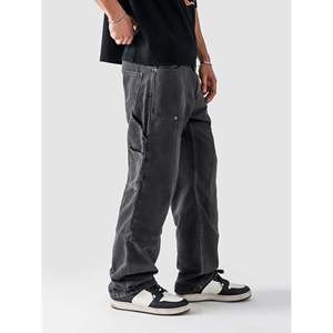Pantalones Cargo Skinny de Mezclilla Gris Oscuro Carpenter, Cintura Alta, Lavado a la Piedra, Estilo Vintage Hip Hop, Bordados, Cómodos para Invierno - Product Image 5