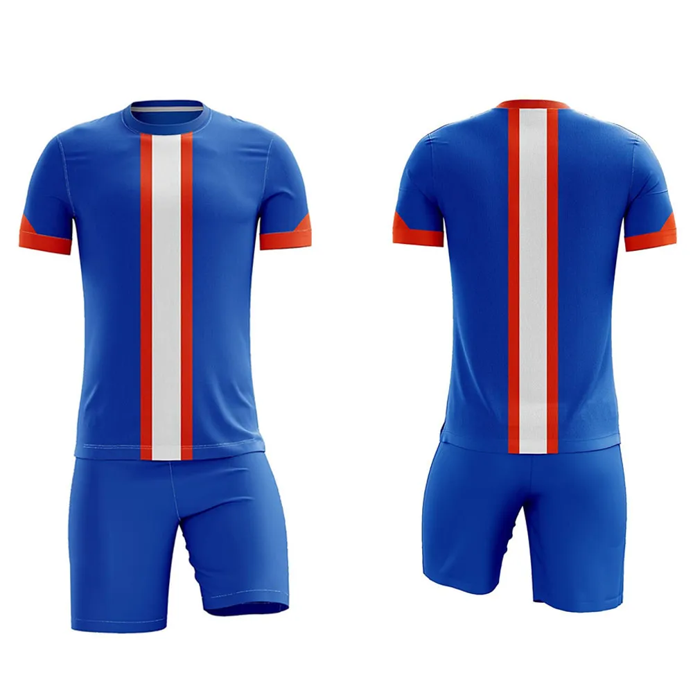 Wholesale Price Half Sleeve Soccer Jerseys And Shorts Sets 2024 Best Design Lightweight Soccer Uniforms OEM Service Custom