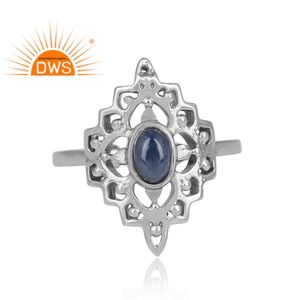 Vente chaude Argent Sterling Oxydé Naturel Bleu Saphir Gemme Bague Réglable Fabricant de Bijoux Personnalisé - Product Image 3