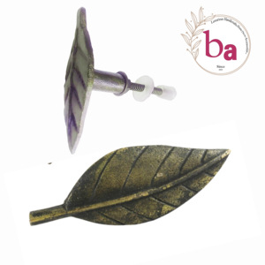 Perilla de armario con diseño de hoja de hierro fundido de latón antiguo y tirador para armario, cajón, tocador en diseño moderno de cocina y dormitorio - Product Image 1