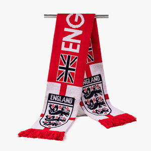 Écharpe carrée personnalisée en acrylique jacquard double face pour supporters de football des équipes nationales, avec pompons, légère et rétention de chaleur - Product Image 6