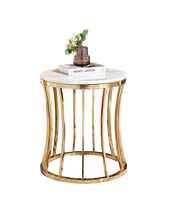 Table d'appoint en métal à 3 niveaux personnalisée avec un élégant plateau en marbre, table basse moderne pour le salon et la décoration d'hôtel