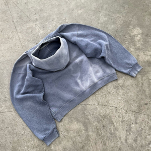 <b>Top</b> Quality Custom Vintage Oversized 100% Cotton Heavyweight Sun Faded Blank Acid Washed <b>Distressed</b> Hoodie - Product Image 4