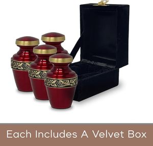Urna de cremación de recuerdo Crimson Avlon para cenizas Mini urnas Juego de 4 con caja de terciopelo Suministros de urnas funerarias - Product Image 2