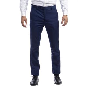 Pantaloni da Uomo Sean Alexander Ultra Slim Fit Blu Navy Taglia 38 in Tessuto Elasticizzato Pettinato con Bottoni e Cerniera Anti-Piega Personalizzabili - Product Image 1