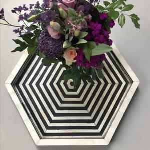 Bandeja de madera Natural personalizada de alta calidad, fregona Floral con incrustaciones de hueso, bandeja para servir de resina hecha a mano, estilo indio inspirado en el hogar - Product Image 3