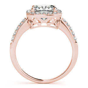 Cushion Cut 1.67ct <b>Diamond</b> Halo Bridal Set in 14k Rose Gold Square Shape <b>Diamond</b> <b>Rings</b> - Product Image 3