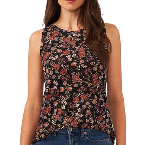 Débardeur d'été à imprimé fleuri sans manches pour femmes Blouse décontractée à coupe ample pour le travail, les vacances et l'usure quotidienne - Product Image 1