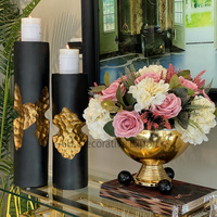 Vase à fleurs en aluminium au look unique avec finition dorée brillante, pots à fleurs, décoration de table pour mariage et fête