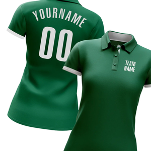 Camiseta Polo Sublimada Verde Personalizada con Nombre de Equipo y Número, Ropa Deportiva de Alta Calidad, Diseño Personalizado Cómodo - Product Image 3