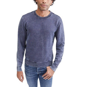 Sudadera extragrande con logotipo personalizado para hombre, Sudadera con cuello redondo y lavado ácido, sudadera térmica de invierno de algodón 100% bordada - Product Image 1