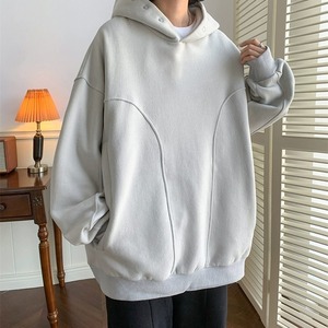 2024เสื้อฮู้ดผู้ชาย DP สีพื้นทรงหลวมสไตล์ฮ่องกงฤดูใบไม้ร่วงฤดูหนาวญี่ปุ่น - Product Image 1