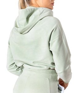 Best Quality OEM Stylish Women Crop Gym Hoodie Breathable Wholesale Hot Selling Quick Dry Custom Logo Size Women Crop Hoodie - Product Image 2