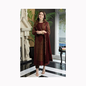 Vestido étnico de trabajo de corte de seda Katan de 3 piezas de alta calidad para mujer vestido Lehenga de longitud larga última colección para Eid Wear - Product Image 6