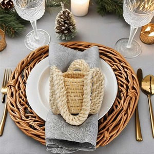 Servilleteros de ratán hechos a mano, diseño de volantes rústicos, Decoración de mesa, suministros para fiesta de boda, Vietnam - Product Image 2