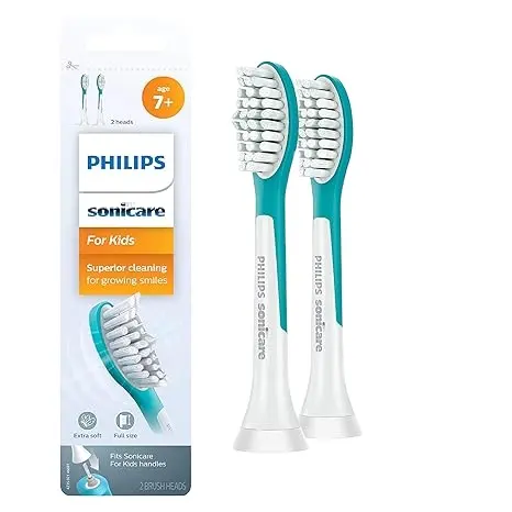 Philips Sonicare Voor Kinderen 7 Vervangende Tandenborstelkoppen, 2 Opzetborstels, Turkoois En Wit, Standaard