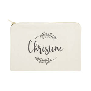 Organizador de Maquillaje Personalizado con Nombre, Bolsa de Cosméticos Portátil de Gran Capacidad para Viaje con Diseño de Enredaderas y Letras Simples - Product Image 1
