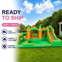 Tobogán Acuático Inflable Doble con Piscina y Área de Brincos, Tela Oxford Reforzada 420D+840D, Capacidad para 180 kg, para 4 Personas Niños