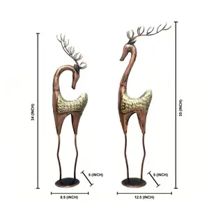 Patung rusa Hiran, sepasang besi antik untuk dekorasi rumah ruang tamu meja tengah dekorasi patung barang hadiah pernikahan