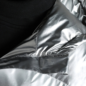Vêtements d'extérieur Veste imperméable personnalisée pour hommes Vestes d'hiver matelassées brillantes, chaudes et épaisses pour hommes - Product Image 4