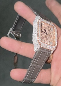 Reloj de Lujo para Hombre con Cuarzo y Aleación, Correa de Acero Inoxidable, Estilo Hip-Hop Antiguo con Incrustaciones de Moissanita VVS - Product Image 3