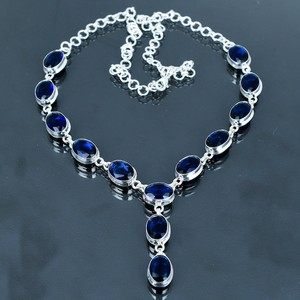 Collier émeraude bleu en argent 925 pour femmes bijoux de foi faits à la main pour mariage et occasions spéciales - Product Image 1