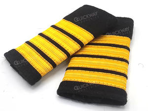 شارات كتف عالية الجودة بنمط الطيار مع 4 أشرطة ذهبية، إكسسوار زي رسمي أسود قابل للتركيب - Product Image 2