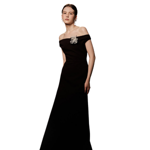 In Stock Women'S Summer Dresses Flared Out at Bottom Esber the Shoulder Long Dress High-Quality Fabric Vietnam Local Brand - Product Image 1