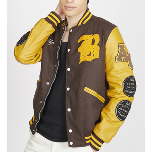 La mejor chaqueta de bombardero de béisbol de tela alta de invierno a la moda, mangas genuinas de lana negra, soporte con capucha, decoración de Letterman bordada - Product Image 6