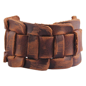 <b>Wrist</b> <b>Bands</b> Leather Real Genuine Leather Bracelet Adjustable Cuff Wristband Punk Leather in Wholesale - Product Image 2