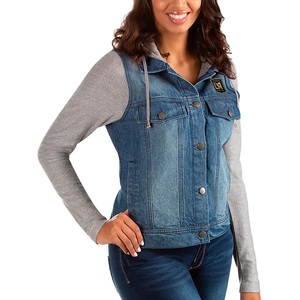 Veste en jean à logo personnalisé inspirée du football pour femmes à capuche de qualité supérieure - Product Image 4