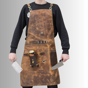 Delantal de Chef Personalizado de Cuero Genuino Vintage de Alta Calidad para Hombre, Ropa Premium, Servicio OEM de Marca Personalizada, Color Personalizado - Product Image 1