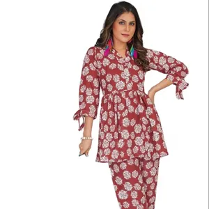 Custom Tunic and wide leg pant co ord set muslim women Floral Print Ultra Soft Sets at Wholesale Prices